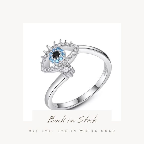 925 Adjustable evil eye RING - Picture 2 of 4